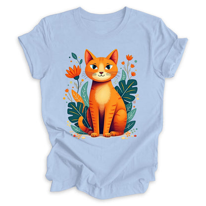 Ginger Cat Among Flowers Tee