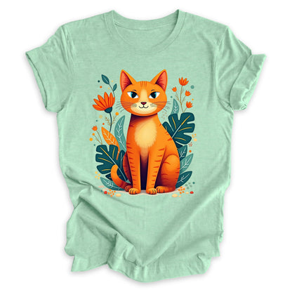 Ginger Cat Among Flowers Tee