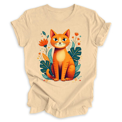 Ginger Cat Among Flowers Tee