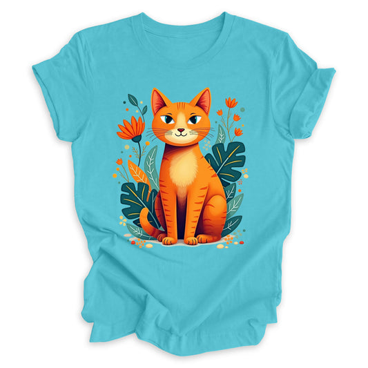 Ginger Cat Among Flowers Tee