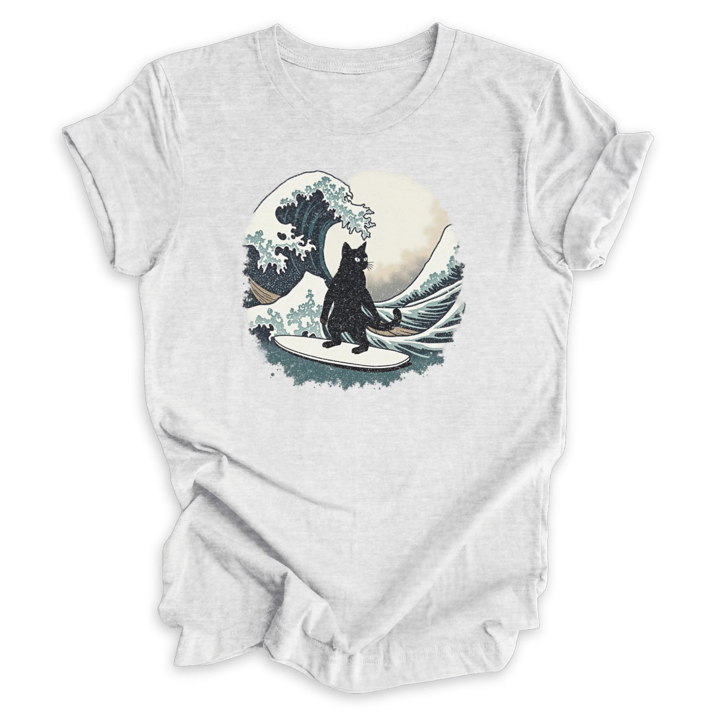 Cat Surfing The Great Wave of Kanagawa Tee