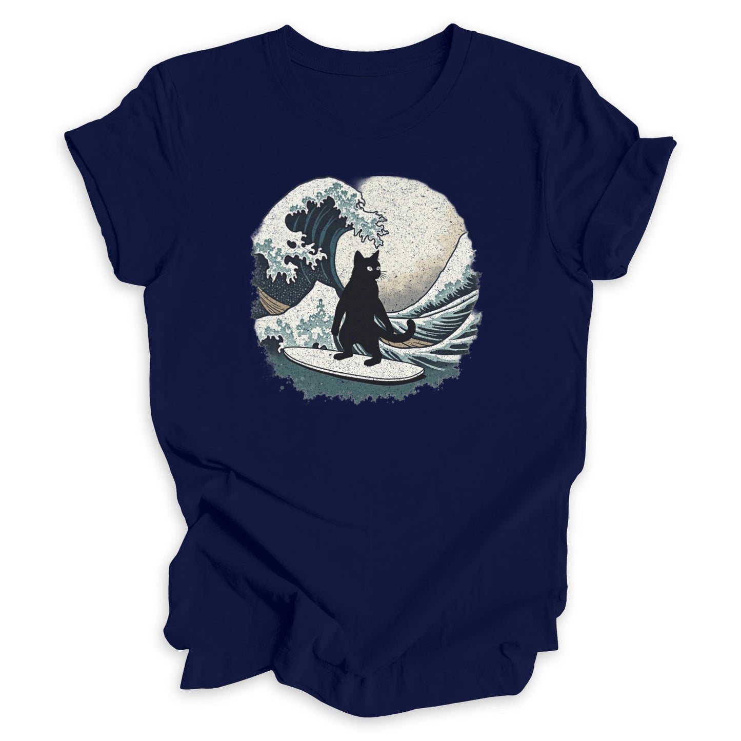 Cat Surfing The Great Wave of Kanagawa Tee