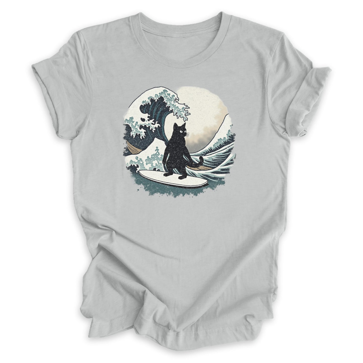 Cat Surfing The Great Wave of Kanagawa Tee