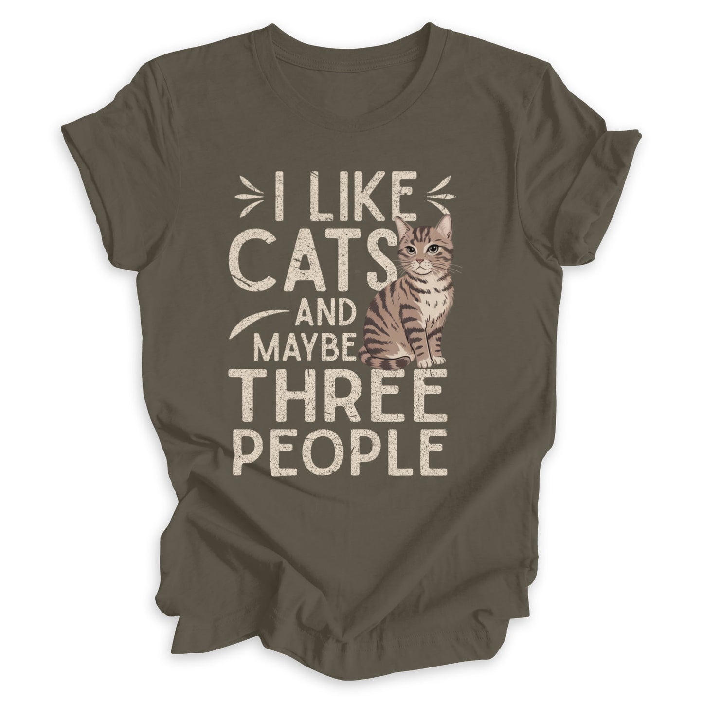 I Like Cats And Maybe Three People Tee (Vintage Style)