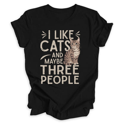 I Like Cats And Maybe Three People Tee (Vintage Style)