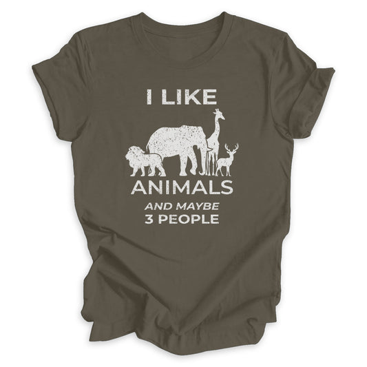 I Like Animals And Maybe 3 People Tee (Distressed Style)